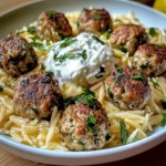 Boulettes Grecques & Orzo Citronné avec Crème de Feta