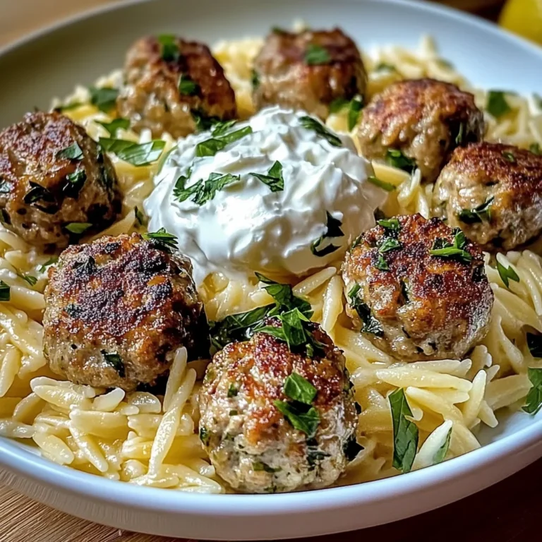 Boulettes Grecques & Orzo Citronné avec Crème de Feta