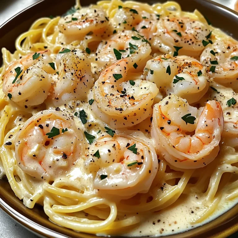 Pâtes crémeuses ail crevettes