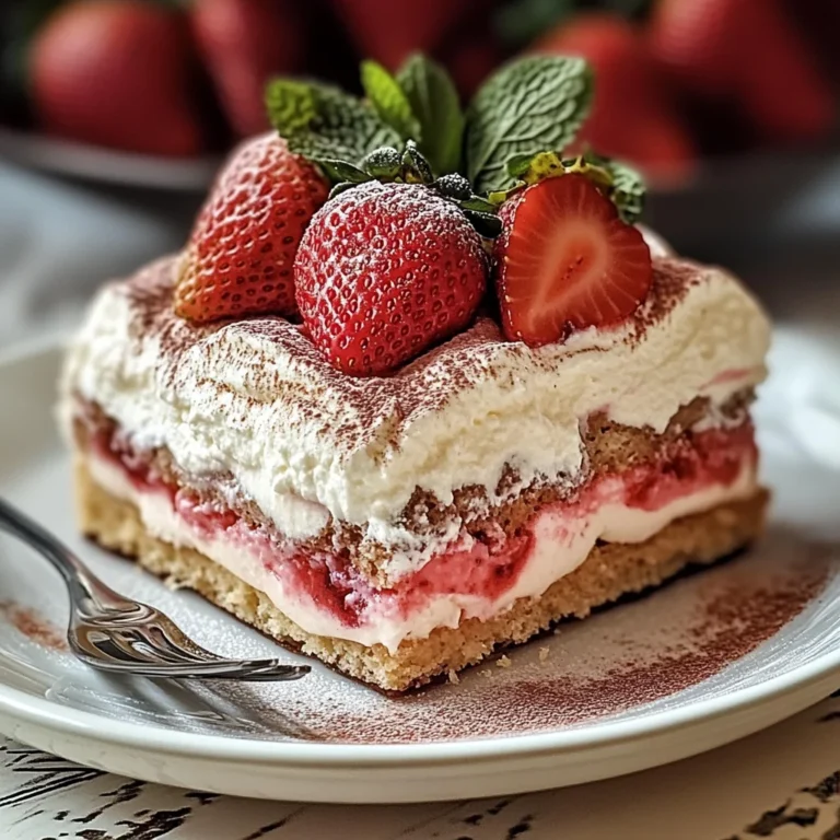 Tiramisu à la fraise avec biscuits roses de Reims